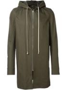 Rick Owens Hooded Coat, Men's, Size: 48, Green, Cotton