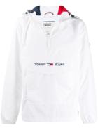 Tommy Jeans Logo Print Hooded Jacket - White