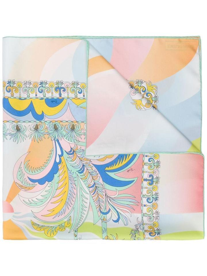 Emilio Pucci Acapulco Piazzato Print Silk Square Scarf - White