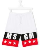 Msgm Kids Teen Logo Track Shorts - White