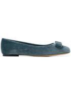 Salvatore Ferragamo Bow Embellished Ballerinas - Blue