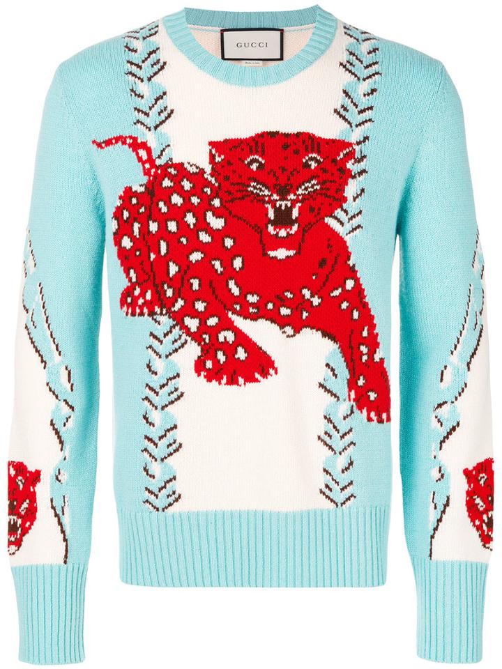 Gucci - Leopard Intarsia Sweater - Men - Wool - M, Wool