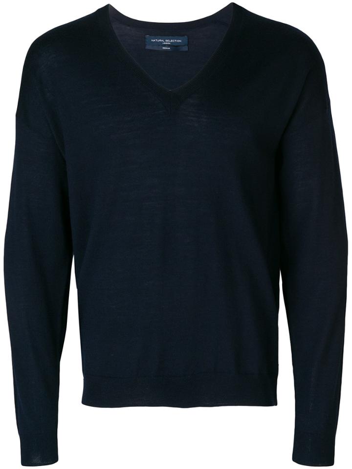 Natural Selection Oversized V-neck Jumper - Blue