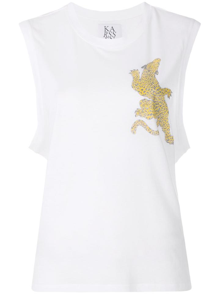 Zoe Karssen Cheetah Print Tank Top - White