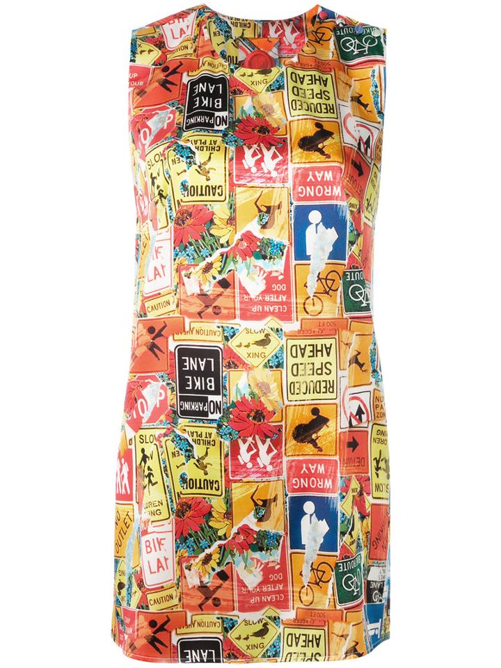 Ultràchic Signs Print Tank Top, Women's, Size: 40, Grey, Silk/spandex/elastane