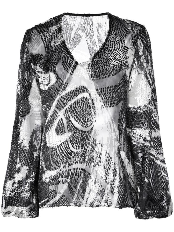 Rubin Singer Sheer Textured Blouse - Black