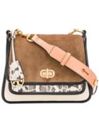 Tory Burch Bennett Mixed-materials Small Saddlebag - Brown