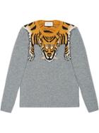 Gucci Wool Sweater With Tiger - Grey