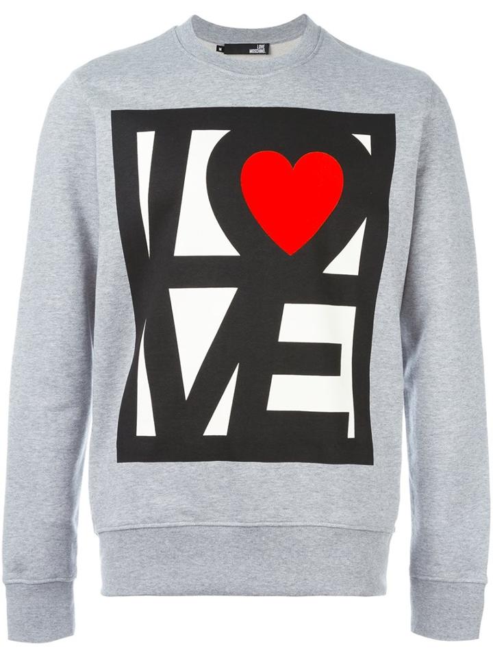 Love Moschino 'love' Print Sweatshirt, Men's, Size: Xs, Grey, Cotton