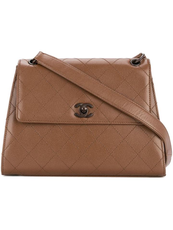 Chanel Vintage Caviar Skin Turn-lock Shoulder Bag - Brown