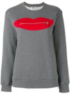 Sonia By Sonia Rykiel - Zip Lips Sweatshirt - Women - Cotton - M, Grey, Cotton