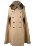 Burberry Fur Collar Double Breasted Cape