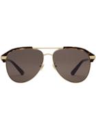 Gucci Eyewear Specialized Fit Aviator Metal Sunglasses - Metallic