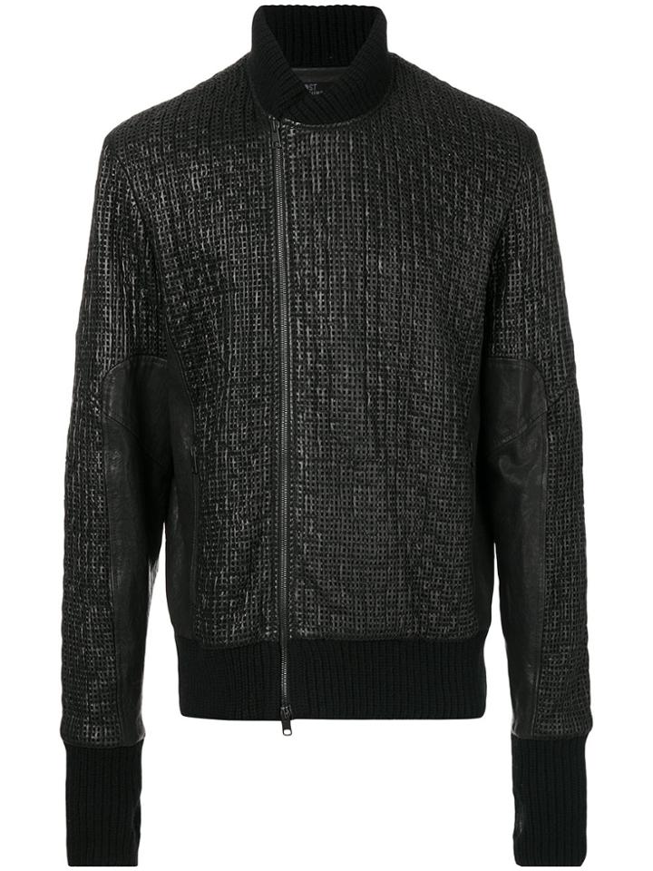 Lost & Found Ria Dunn Open Stitch Bomber Jacket - Black