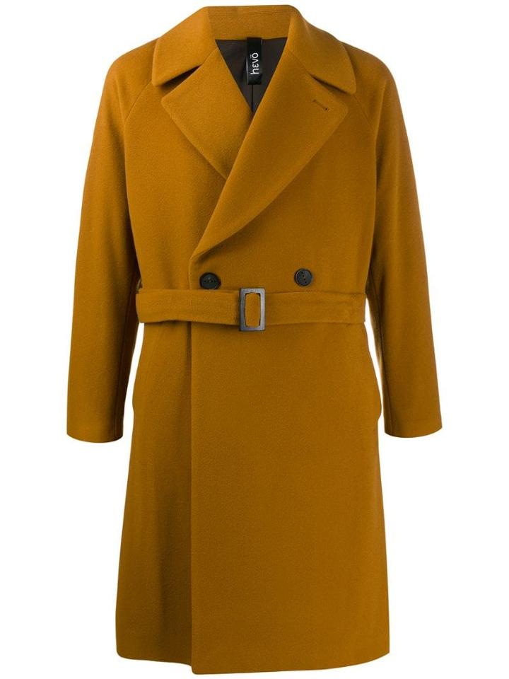 Hevo Wool Blend Double Breasted Coat - Yellow