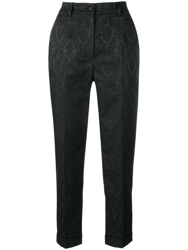 Dolce & Gabbana Cropped Jacquard Trousers - Black