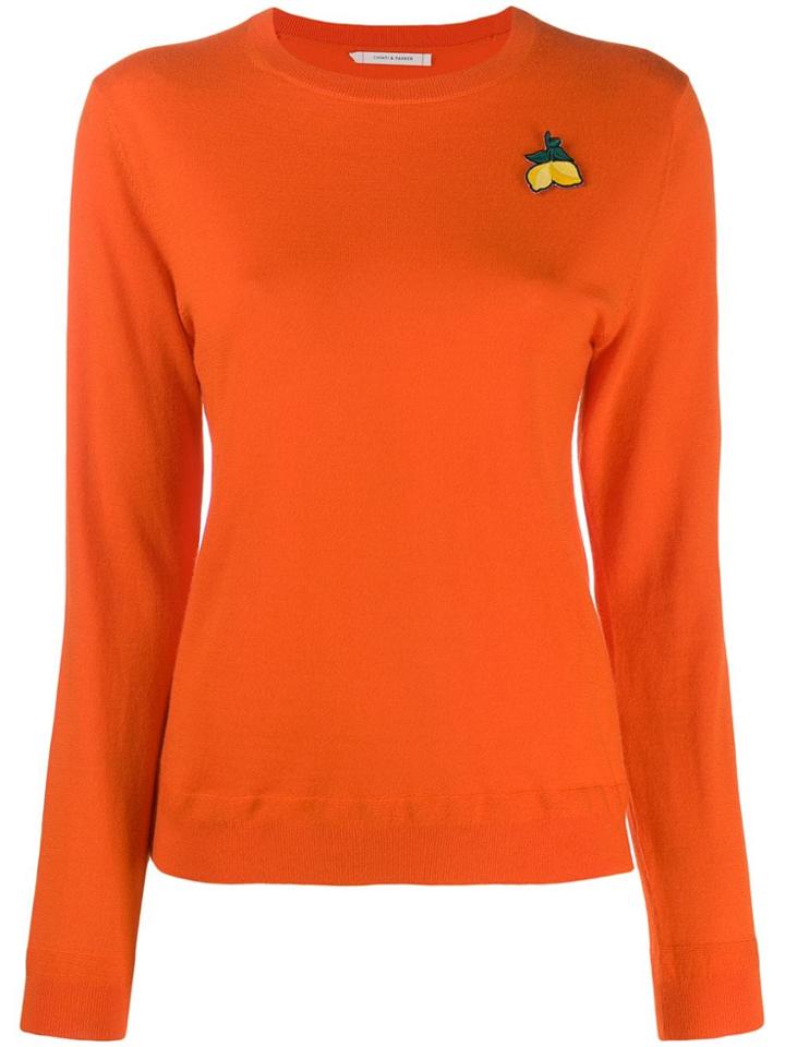 Chinti & Parker Lemon Embroidered Sweater - Orange