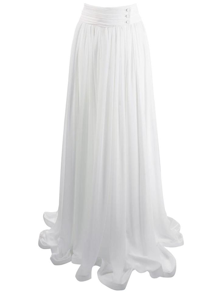Styland High-waisted Draped Maxi Skirt - White