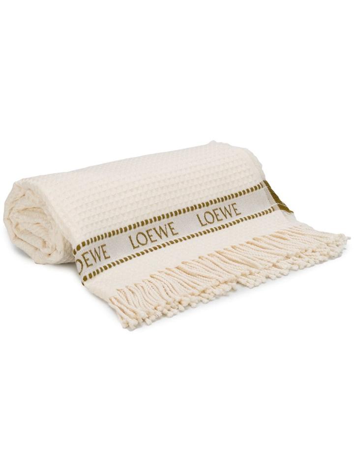 Loewe Logo Knitted Beach Towel - Neutrals