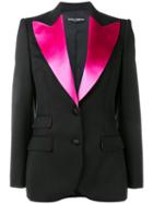 Satin Lapel Tuxedo Jacket, Women's, Size: 44, Black, Virgin Wool/silk/polyamide/silk, Dolce & Gabbana