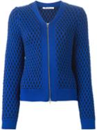 T By Alexander Wang Contrasting Cable Knit Cardigan, Women's, Size: S, Blue, Cotton/polypropylene