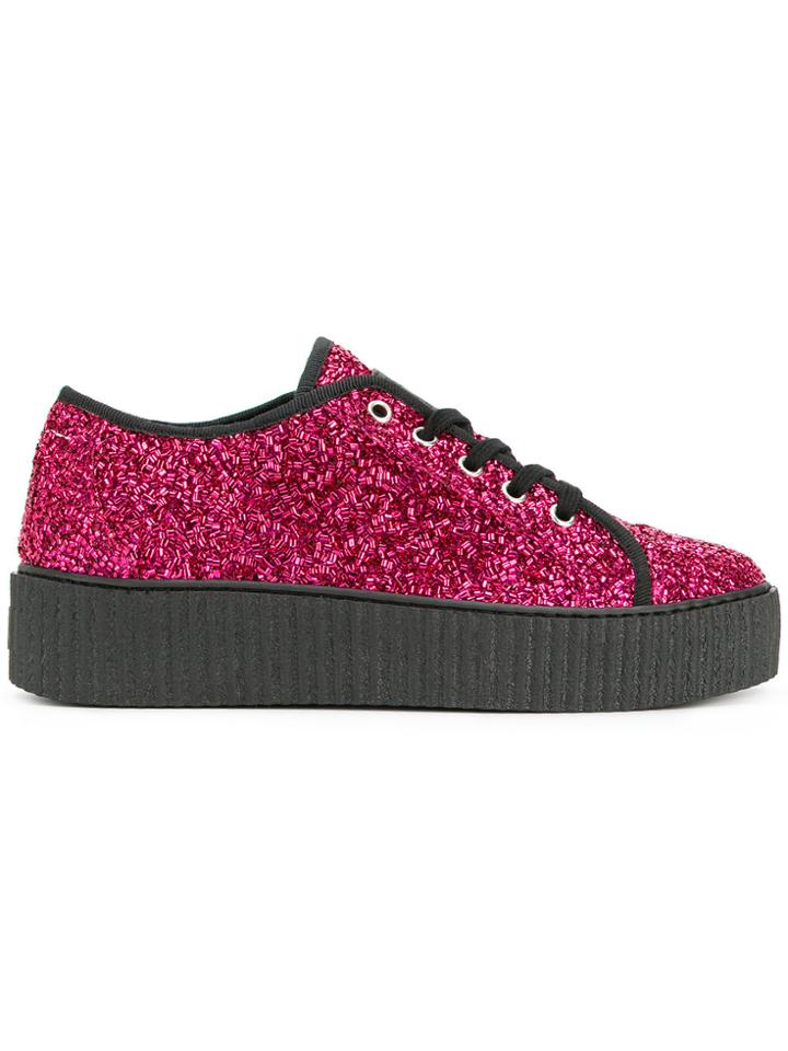 Mm6 Maison Margiela Bead Embellished Platform Sneakers - Pink & Purple