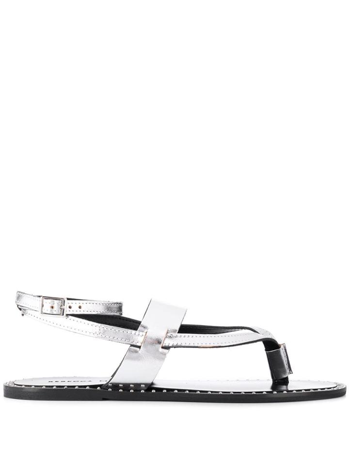 Rebecca Minkoff Alma Thong Sandals - Silver