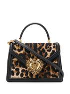 Dolce & Gabbana Devotion Leopard Print Tote - Black