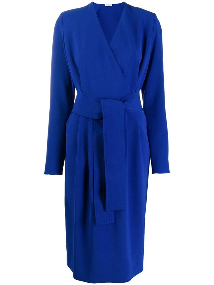 P.a.r.o.s.h. Belted Midi Dress - Blue