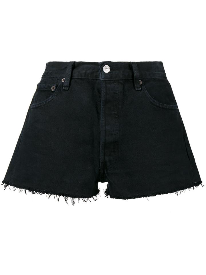 Re/done Black Denim Cut Off Shorts