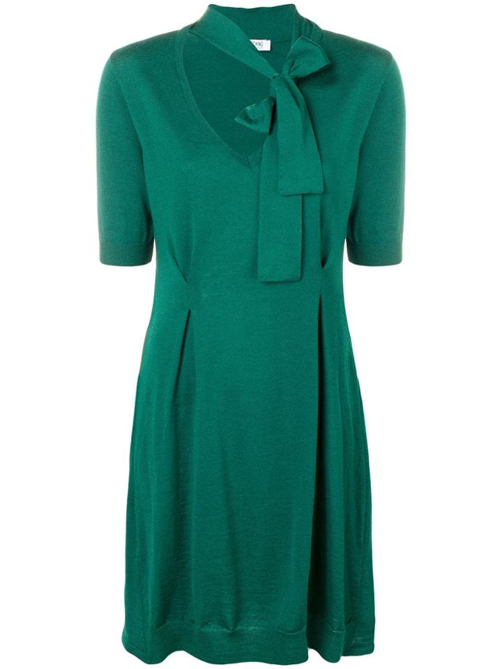 Moschino Vintage Tie V-neckline Dress - Green