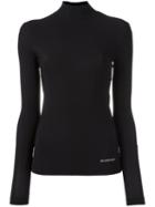 Balenciaga Logo Print Roll Neck Top, Women's, Size: Medium, Black, Polyamide/spandex/elastane