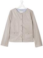 Herno Kids Teen Faux Leather Collarless Jacket - Nude & Neutrals