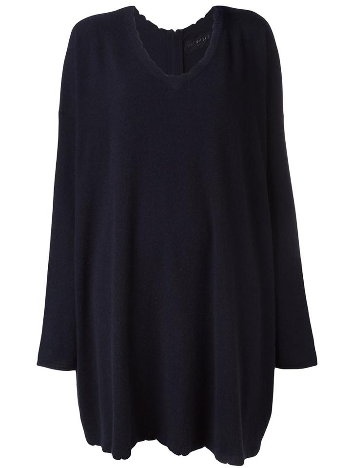 Rundholz V Neck Oversized Jumper, Women's, Blue, Cashmere/merino