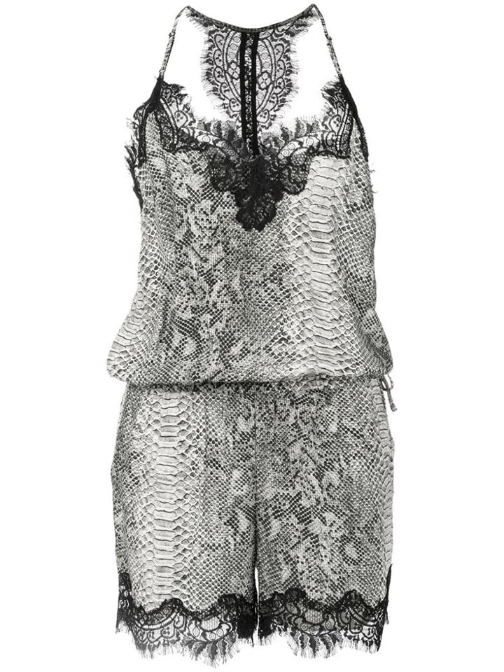 Gold Hawk Snakeskin Print Playsuit - Grey