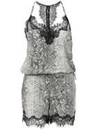 Gold Hawk Snakeskin Print Playsuit - Grey