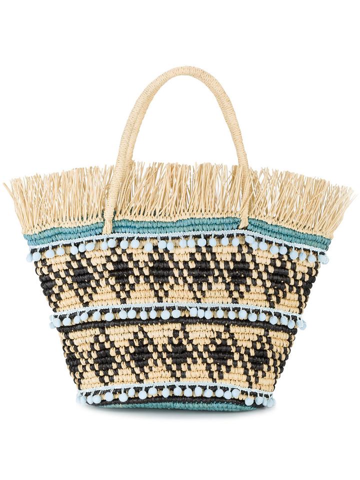 Sensi Studio - Medium Frayed Oval Bag - Women - Straw - One Size, Nude/neutrals, Straw