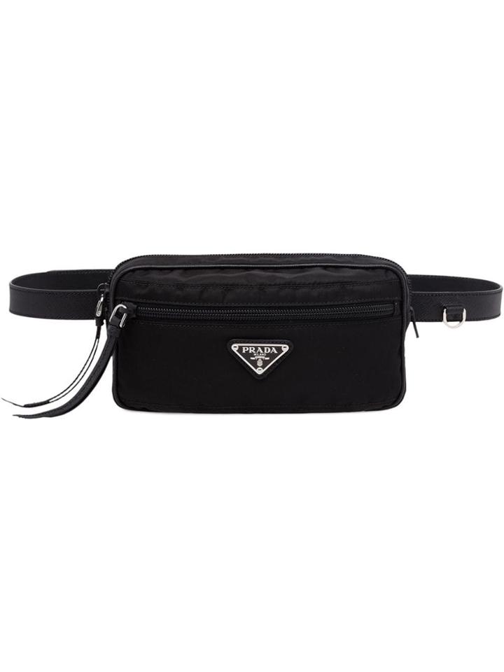 Prada Fabric And Leather Belt Bag - Black