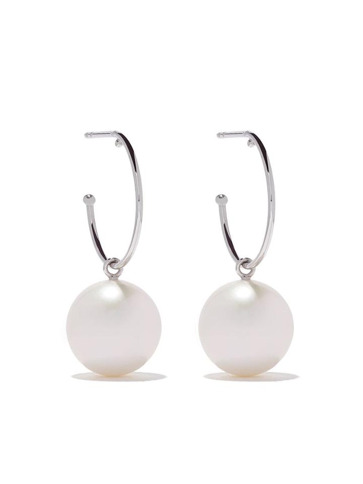 Wouters & Hendrix Gold 18kt White Gold Hoop Pearl Earrings