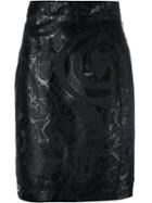 Philipp Plein Embroidered Pencil Skirt, Women's, Size: Medium, Black, Polyester/polyamide