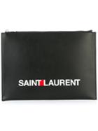 Saint Laurent - Printed Logo Clutch Bag - Men - Calf Leather - One Size, Black, Calf Leather