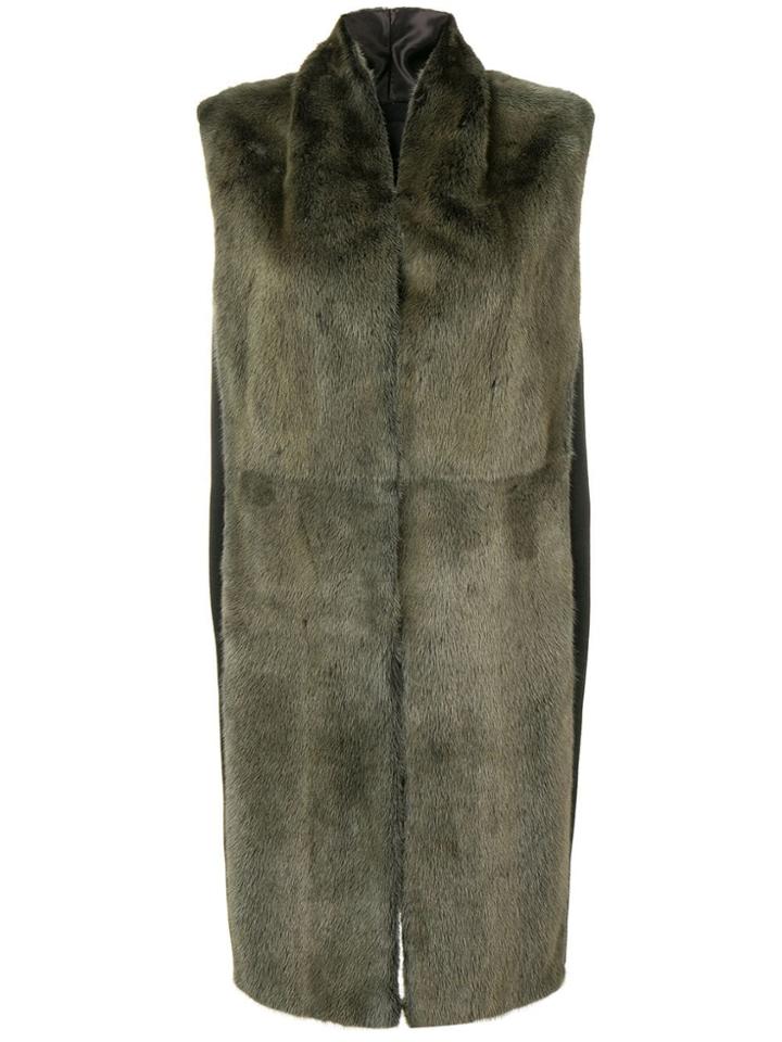 Liska Shawl Sleeveless Coat - Green