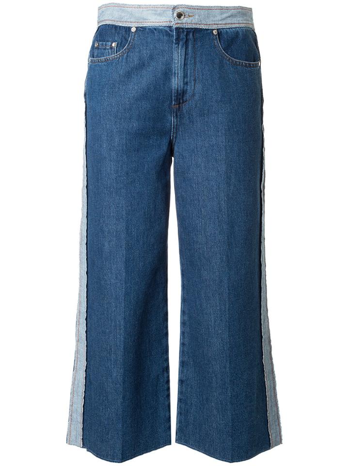 Red Valentino Panel Detail Cropped Jeans - Blue
