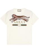 Gucci Gucci Logo T-shirt With Leopard - White