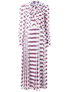 Prada Lips Print Shirt Dress, Women's, Size: 42, White, Polyester