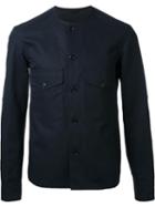 Lemaire Collarless Overshirt, Men's, Size: 46, Black, Cotton/linen/flax