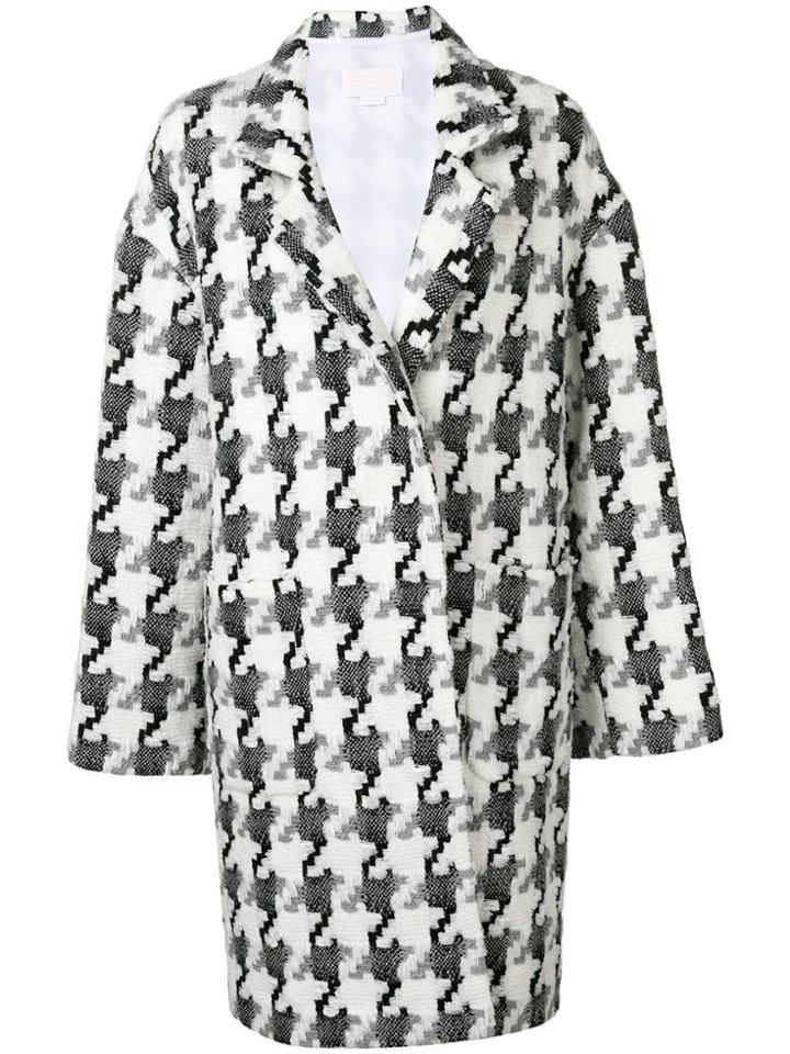 Genny Houndstooth Knit Coat - Black