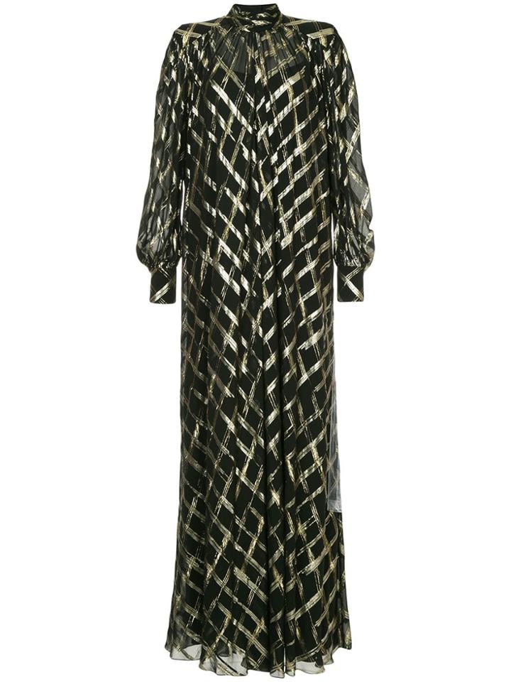 Alberta Ferretti Windowpane Maxi Dress - Black