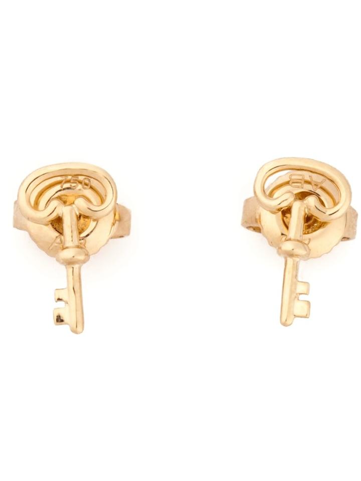 Aurelie Bidermann 18kt Yellow Gold Key Mini Charm Earrings - Metallic