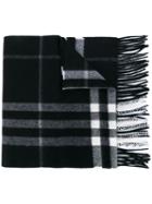 Burberry - Fringed Checked Scarf - Men - Cashmere - One Size, Black, Cashmere